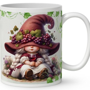 Névvel kérhető - Egy pohár bor és a borász manó lány mintás bögre - otthon & életmód - konyhafelszerelés, tálalás - tálalás - bögre & csésze - Meska.hu