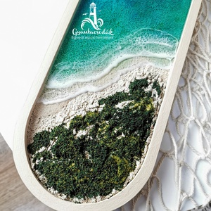 Tengerpartos hosszú tálca - Epoxi gyanta - Gyantacsodák - otthon & életmód - konyhafelszerelés, tálalás - tálalás - tálca - Meska.hu