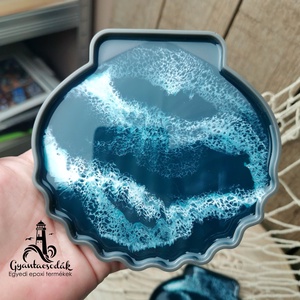 Tengeri hullám kagyló alakú tálka - szappantartó - ékszertartó - Epoxi, epoxy gyanta - Gyantacsodák - otthon & életmód - dekoráció - asztal és polc dekoráció - dekorációs tál, tartó - Meska.hu