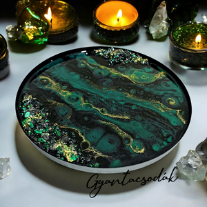 TÁLCA - MALACHIT 25CM - GYANTACSODÁK - Meska.hu