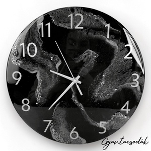 EPOXI GYANTA FALIÓRA - KEREK EZÜST ONIX 33CM - GYANTACSODÁK, Otthon & Életmód, Dekoráció, Fali és függő dekoráció, Falióra & óra, Mindenmás, MESKA