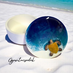 ÉKSZERTARTÓ - TENGERI HULLÁMOKKAL ÉS TEKNŐSSEL - GYANTACSODÁK, Otthon & Életmód, Dekoráció, Asztal és polc dekoráció, Asztaldísz, Mindenmás, MESKA