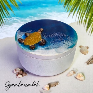 ÉKSZERTARTÓ - TENGERI HULLÁMOKKAL ÉS TEKNŐSSEL 2 - GYANTACSODÁK, Otthon & Életmód, Dekoráció, Asztal és polc dekoráció, Asztaldísz, Mindenmás, MESKA