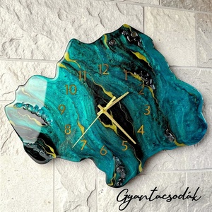 EPOXI GYANTA FALIÓRA - APATIT GEÓDA 43CM - GYANTACSODÁK - otthon & életmód - dekoráció - fali és függő dekoráció - falióra & óra - Meska.hu
