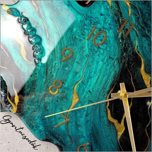 EPOXI GYANTA FALIÓRA - APATIT GEÓDA 43CM - GYANTACSODÁK - otthon & életmód - dekoráció - fali és függő dekoráció - falióra & óra - Meska.hu