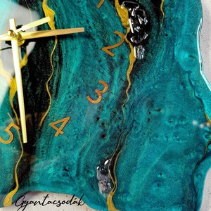 EPOXI GYANTA FALIÓRA - APATIT GEÓDA 43CM - GYANTACSODÁK - otthon & életmód - dekoráció - fali és függő dekoráció - falióra & óra - Meska.hu