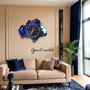 EPOXI GYANTA FALIÓRA - LAZURIT GEÓDA 48CM - GYANTACSODÁK, Otthon & Életmód, Dekoráció, Fali és függő dekoráció, Falióra & óra, Mindenmás, MESKA