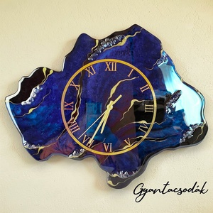EPOXI GYANTA FALIÓRA - LAZURIT GEÓDA 48CM - GYANTACSODÁK - otthon & életmód - dekoráció - fali és függő dekoráció - falióra & óra - Meska.hu