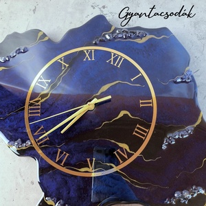 EPOXI GYANTA FALIÓRA - LAZURIT GEÓDA 48CM - GYANTACSODÁK - otthon & életmód - dekoráció - fali és függő dekoráció - falióra & óra - Meska.hu