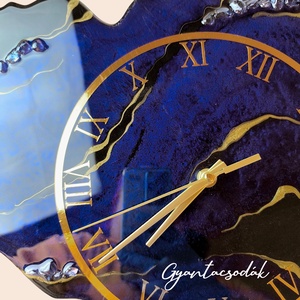 EPOXI GYANTA FALIÓRA - LAZURIT GEÓDA 48CM - GYANTACSODÁK - otthon & életmód - dekoráció - fali és függő dekoráció - falióra & óra - Meska.hu