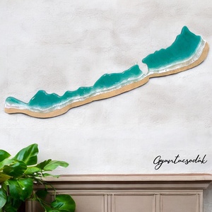 ZÖLD BALATON, HOMOKOS PARTTAL - EPOXI GYANTA FALIKÉP 88 CM - GYANTACSODÁK - Meska.hu