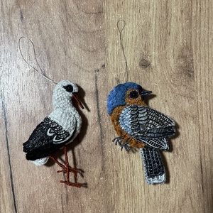 Hímzett madár karácsonyfadíszek - Meska.hu