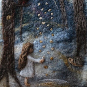 Csillagtallérok - nemezkép - művészet - textilkép - nemezelt - Meska.hu