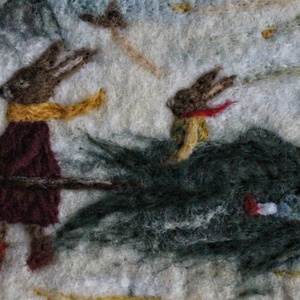 Nyuszikarácsony - nemezkép - művészet - textilkép - nemezelt - Meska.hu