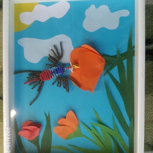 Nektárt fogyasztó gyöngy kolibri, Otthon & Életmód, Dekoráció, Kép & Falikép, 3d képek, Gyöngyfűzés, gyöngyhímzés, Papírművészet, MESKA