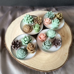 Óriás teamécses szett - kaktuszok, Otthon & Életmód, Gyertya, illat, aroma, Mécses és mécsestartó, Gyertya-, mécseskészítés, MESKA