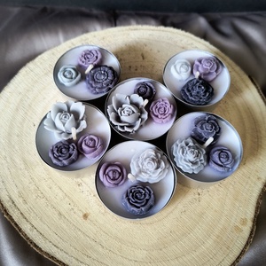 Virágos teamécses gyertyaszett - Meska.hu