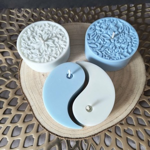 Mandala gyertyaszett - kék, fehér - Meska.hu