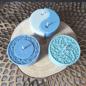 Mandala gyertyaszett - kék, türkiz - Meska.hu