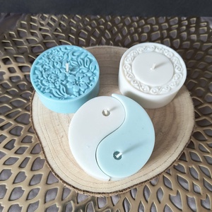 Mandala gyertyaszett - fehér, türkiz - Meska.hu