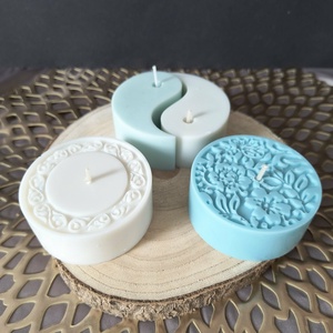 Mandala gyertyaszett - fehér, türkiz - otthon & életmód - gyertya, illat, aroma - gyertya - Meska.hu