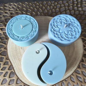 Mandala gyertyaszett - kék - Meska.hu