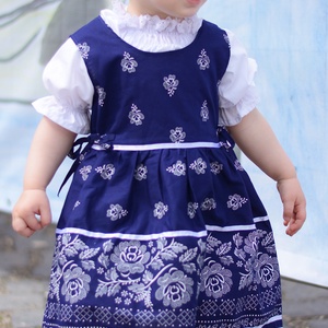 Kékfestő 62-152-es baba/lány ruha madeira csipke díszítéssel - ruha & divat - babaruha & gyerekruha - szoknya - Meska.hu