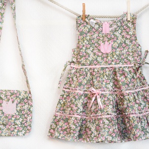 Zöld-rózsaszín 62-152 apróvirágos nyári ruha - ruha & divat - babaruha & gyerekruha - ruha - Meska.hu