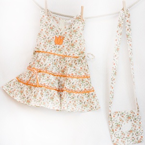 Narancs-vajszínű 110-152-es apróvirágos nyári ruha -  - Meska.hu