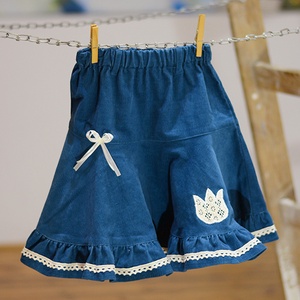 PÖRGŐS kord szoknya, kék, 74-164-es, lány, pamut  csipke díszítéssel  - ruha & divat - babaruha & gyerekruha - szoknya - Meska.hu