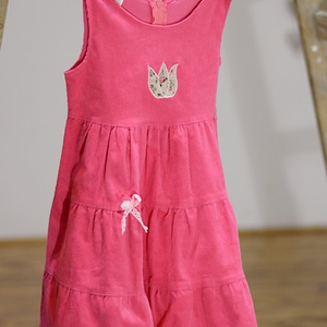 Kord ruha, 62-104-es, világos rózsaszín, hímzéssel, pamut csipkével - ruha & divat - babaruha & gyerekruha - ruha - Meska.hu