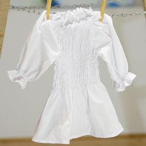 Blúz 86-164-es, fehér, mellben gumizott - ruha & divat - babaruha & gyerekruha - ing, blúz - Meska.hu