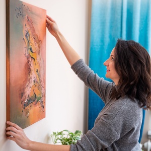 Absztrakt festmény, Áramlás, 50x70 - otthon & életmód - dekoráció - kép & falikép - vászonkép - Meska.hu