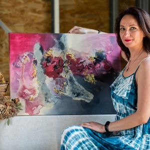 Szenvedély, absztrakt festmény vásznon, 50x70, Művészet, Festmény, Akril, Festészet, MESKA