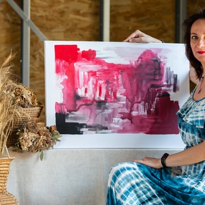 Akarat, absztrakt festmény könnyű vásznon, 50x70 - művészet - festmény - akril - Meska.hu