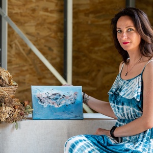 Jéghegy, absztrakt festmény vásznon, 30x20 - művészet - festmény - akril - Meska.hu