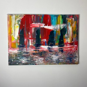 Absztrakt festmény, könnyű vásznon, Vitorlások, 50x70 - művészet - festmény - akril - Meska.hu