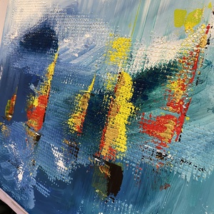 Balatoni vitorlások, 50x50 akril könnyű vásznon - művészet - festmény - akril - Meska.hu