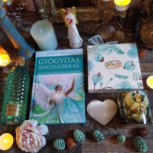 Gyógyítás angyalokkal ajándékcsomag csokoládéval, könyvvel, ásvánnyal szülinapra, névnapra, karácsonyra, pedagógusnapra  - élelmiszer - gourmet ajándékcsomag - Meska.hu