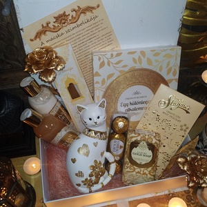 Cicás ajándékcsomag csokoládékkal és kozmetikumokkal nőknek anyáknapjára, szülinapra, névnapra, , Élelmiszer, Gourmet ajándékcsomag, Mindenmás, MESKA