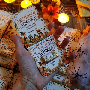 Halloween tombola kártya csokival Halloween bulikra ovisoknak, gyerkeeknek, felnőtteknek cuki erdei állatkákkal - Meska.hu
