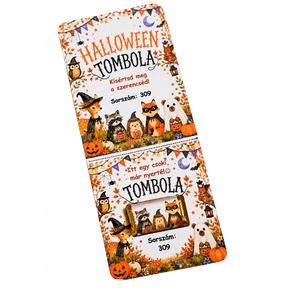 Halloween tombola kártya csokival Halloween bulikra ovisoknak, gyerkeeknek, felnőtteknek cuki erdei állatkákkal - otthon & életmód - dekoráció - halloween - halloweeni meghívó, képeslap, ajándékkísérő - Meska.hu