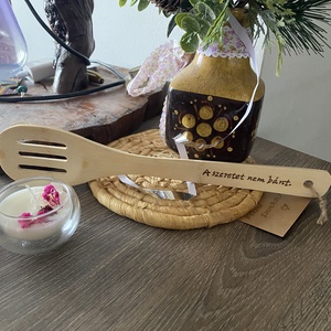 Fa főzőkanál - A szeretet nem bánt, Otthon & Életmód, Konyhafelszerelés, tálalás, Sütés, főzés, Fakanál & Fakanáltartó, Gravírozás, pirográfia, MESKA