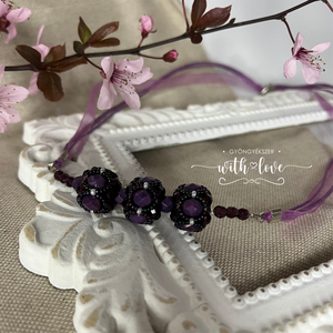 Lila bogyós gyöngy nyaklánc - ékszer - nyaklánc - bogyós nyaklánc - Meska.hu