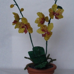 Sárga  orchidea cserépben, asztali dísz -  - Meska.hu