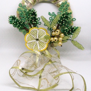 Karácsonyi ajtódísz  -  gyöngyből , Karácsony, Adventi díszek, Adventi ajtódísz, Gyöngyfűzés, gyöngyhímzés, Virágkötés, MESKA