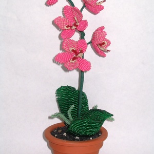 Orchidea ; gyöngy virág cserépben; asztaldísz - otthon & életmód - dekoráció - asztal és polc dekoráció - asztaldísz - Meska.hu