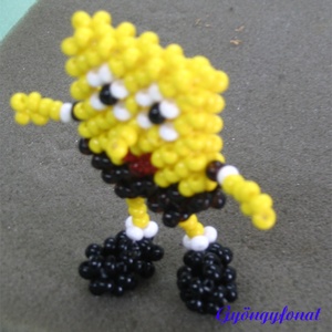 Spongebob gyöngyből, kabalafigura - táska & tok - kulcstartó & táskadísz - kulcstartó - Meska.hu