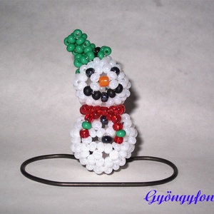 Hóember,  karácsonyi dísz gyöngyből - karácsony - karácsonyi lakásdekoráció - karácsonyi manók, figurák - Meska.hu