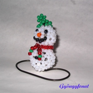 Hóember,  karácsonyi dísz gyöngyből - karácsony - karácsonyi lakásdekoráció - karácsonyi manók, figurák - Meska.hu